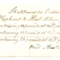 Skeddoway, 24th October 1843, Mrs Oliphant to Alex[ander] McLean for butter as under; to a jar containing 38 pounds at 10 [pence] per lb - £1/11/8, to a jar containing 30 pounds at 10 [pence] per lb - £1/5/0, to a jar containing 26 pounds at 10 [pence] per lb - £1/1/8, [Total] £3, 18, 4, Alex McLean